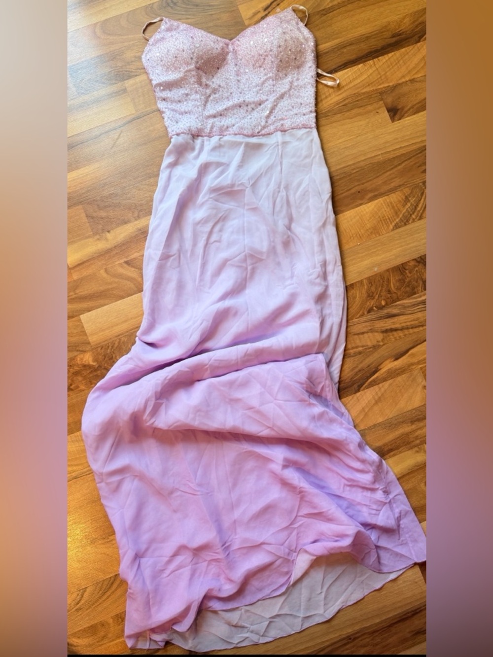 Light Pink Maxi Skirt with Beaded Waist